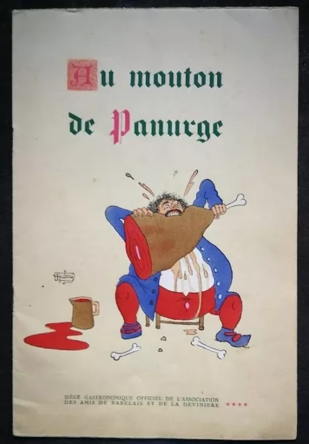 Menu  ALBERT DUBOUT -  Menu du restaurant "Au Mouton de Panurge"  1962