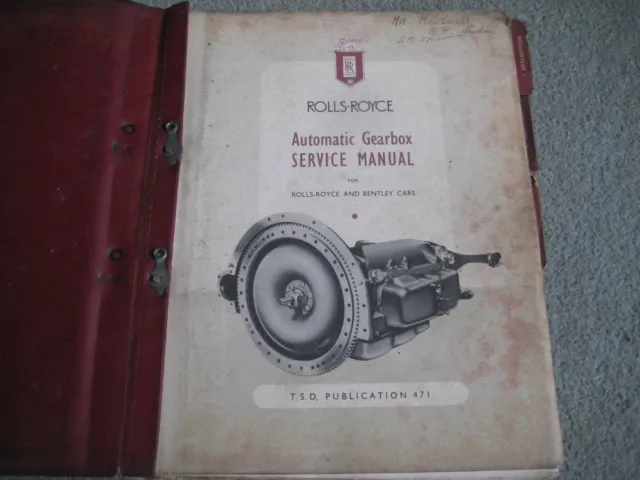 Rolls Royce Bentley automatic gearbox service manual 1953