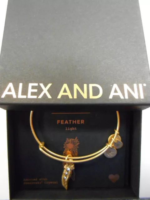 Alex and Ani FEATHER II Expandable Wire Bracelet Rafaelian Gold NWTBC