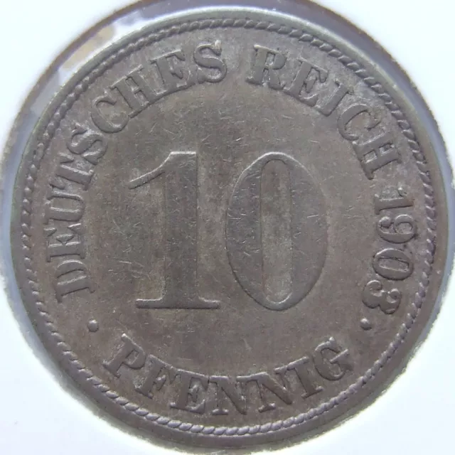 Moneta Reich Tedesco Impero Tedesco 10 Pfennig 1903 G IN Quasi Very fine