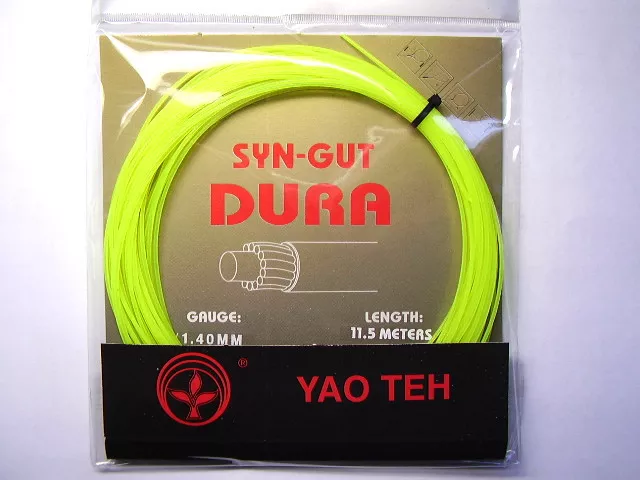 10 Sets Syn-Gut Dura Tennis Racquet String Neon Yellow Colour 1.35Mm 11.5Mtrs