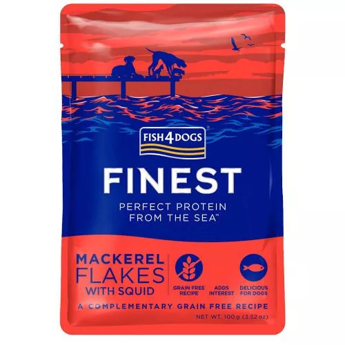 Fish4Dogs Finest Mackerel Flake & Squid Grain Free Dog Food Pouch