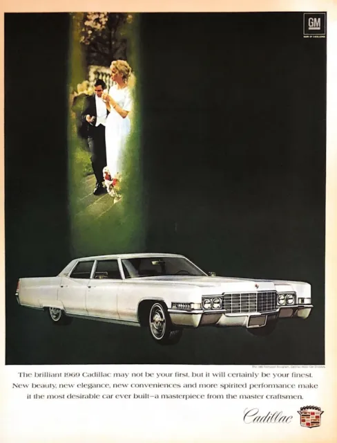 1968 Cadillac Vintage Print Ad Model Year 1969 Fleetwood Brougham