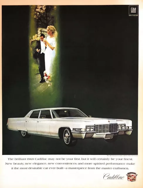 1968 Cadillac Vintage Print Ad Model Year 1969 Fleetwood Brougham