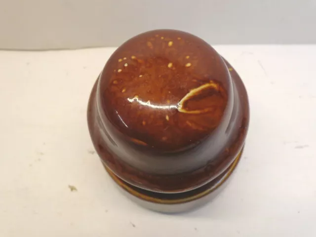 Vintage LAPP 1928 Brown Glazed Porcelain Wire Insulator Mushroom 3