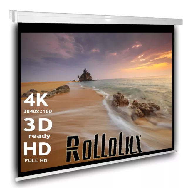 Rollolux Heimkino Beamer Rolloleinwand 220 x 180 cm 4:3 16:9 HDTV 3D 4K 105"