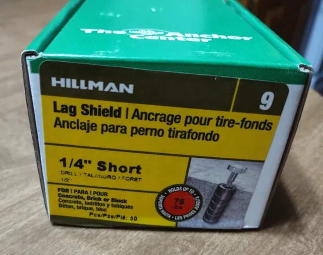 Hillman 1/4” Short Lag Shield Qty 50 New