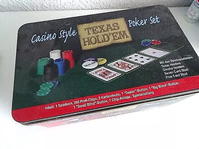 ♥ Texas Holdem Poker Set 200 Chips Black Jack Kartenspiel Pokerkartenspiel 600 ♥