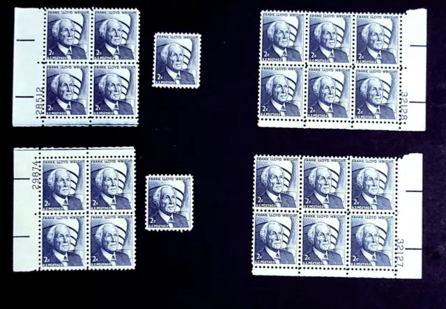 1966 Choice of Plate Blocks 1280! MNH US Stamps! Frank Lloyd Wright Architect!