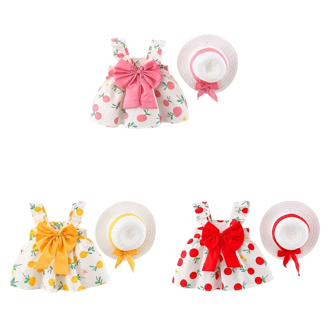 Abito anteriore grande fiocco per bambine + cappello tuta pannolino set