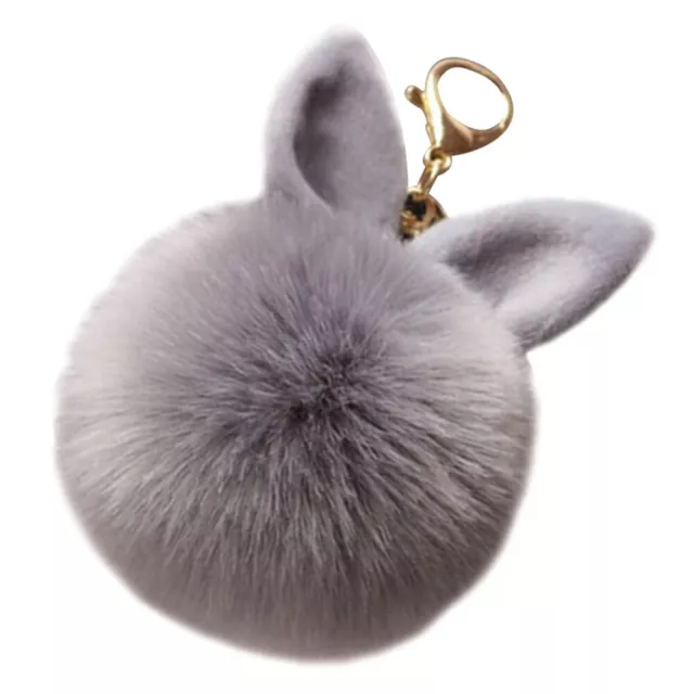 Cute Fluffy Bunny Pompom Keychain Women Bag Rabbit Ear Fur Ball Pendant Keyring