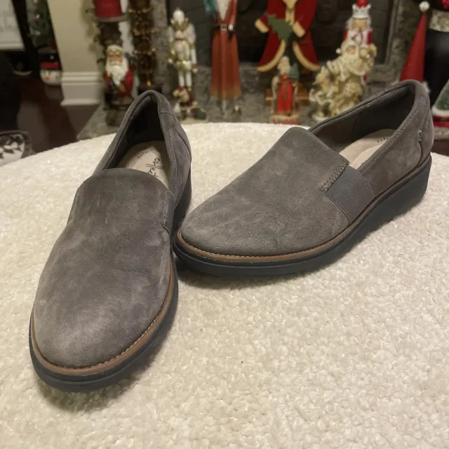 CLARKS COLLECTION ULTIMATE Comfort Sharon Dolly Gray Suede Slipon ...