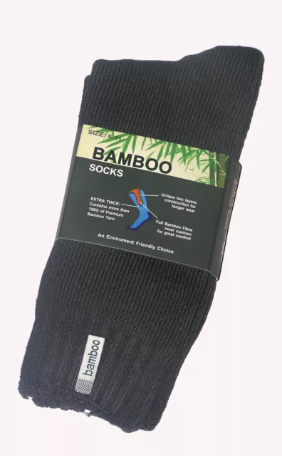 6 Prs Mens Sz 6-11 Grey 92% Bamboo Cushion Foot Extra Thick Work/Hiking Socks