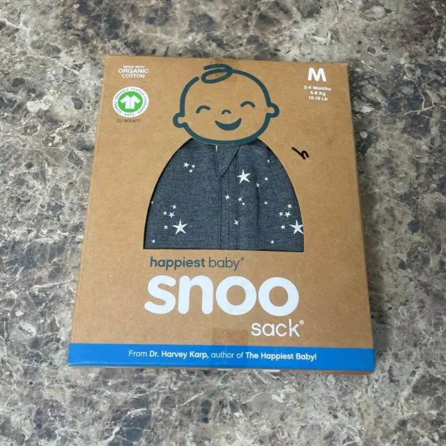 Happiest Baby Snoo Sack Medium 2-4 Months Organic Cotton Swaddle - Stars - NOB