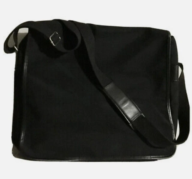 Banana Republic Computer Messenger Crossbody Shoulder Hobo Bag Black Leathr Tr