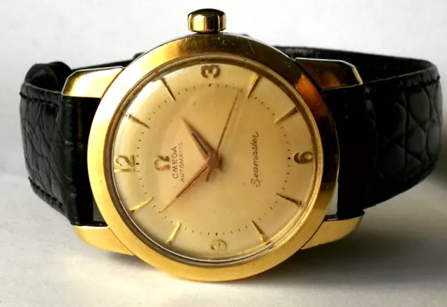 1956 Omega Seamaster Automatic, Caliber 501, 18K Gold With Leather Strap