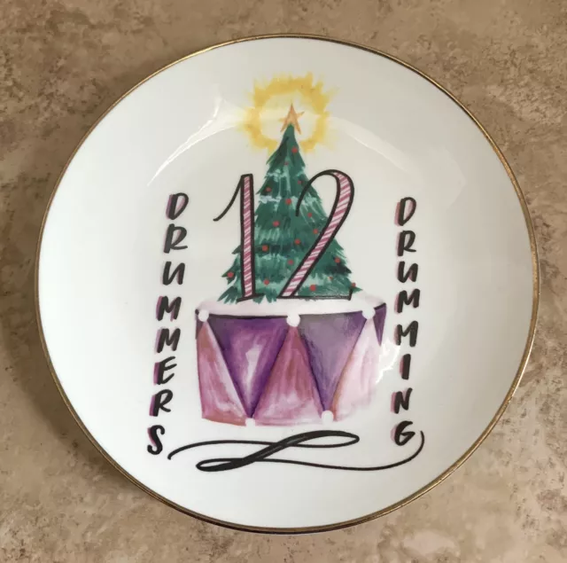 Mary & Martha Twelve Days Of Christmas Plate #12 Drummers Drumming Tree 7”