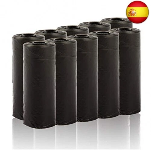 Bolsas para excrementos de Perro Negro 10 Rollos Total 150 Bolsas Poop Bag para