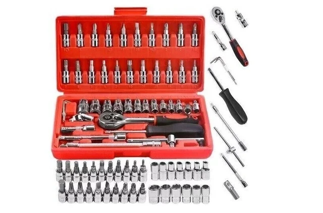 Kit Chiavi A Bussola Set Chiavi A Bussola 108 Pezzi - 1/4 E 1/2, Valigetta Kit Chiavi Per Cricchetto - Foto 13