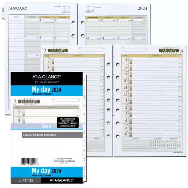 2024 ATAGLANCE 481125 Daily Monthly Planner Refill, Size 4, 51/2 x