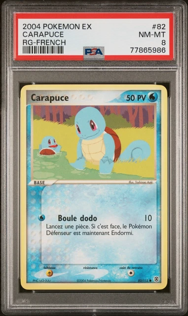 Carte Pokemon Carapuce 82/112 EX Rouge feu Vert Feuille PSA 8 💧💧
