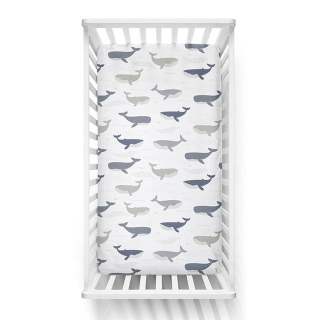 Lolli Living Cot Fitted Sheet (Oceania Whales) - 75x135x19cm