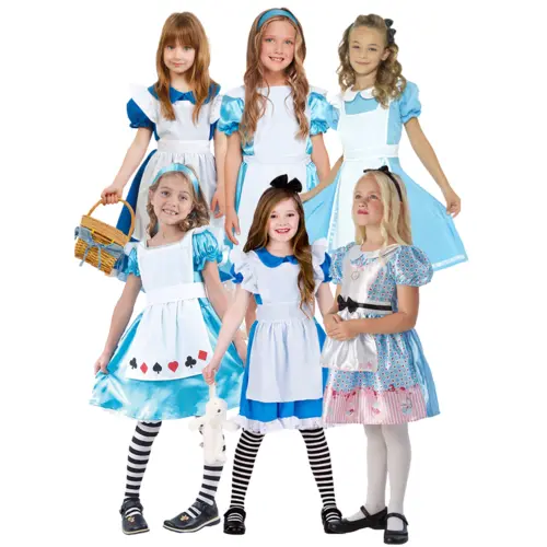 Alice in Wonderland Girls Fancy Dress Storybook Fairytale Kids Childrens Costume