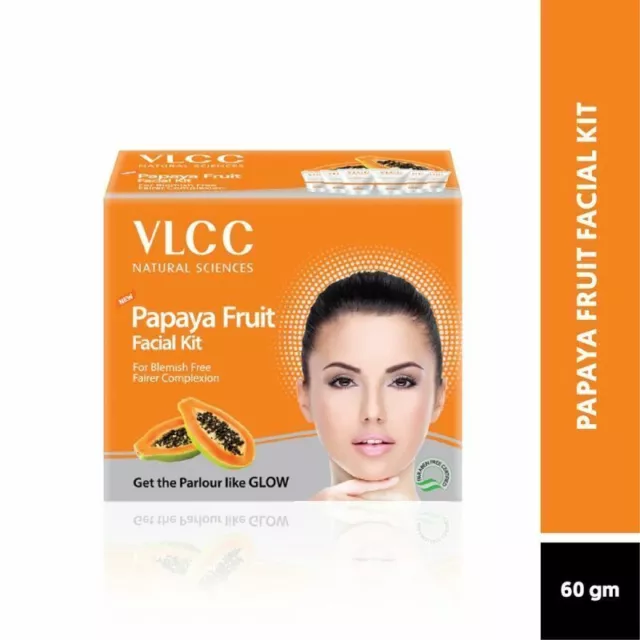 Kit facial individual de fruta de papaya VLCC para tez libre de manchas, 60 gm