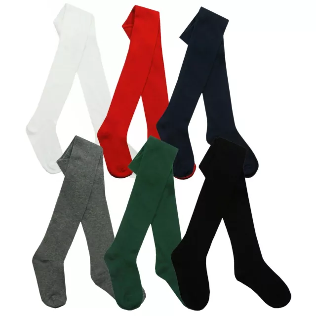 3 x Girls Tights for School Cotton Rich