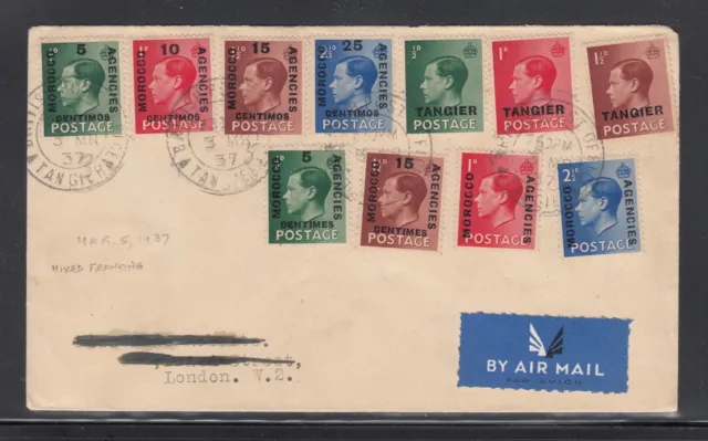 Morocco, 1937 Tangier British Agencies Airmail Cover To London King Edward VIII