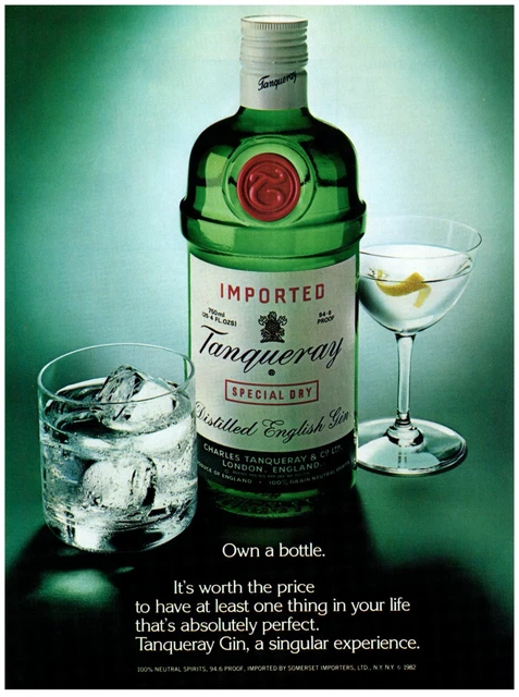 Tangueray Gin Own a Perfect Bottle Vintage Print Advertisement 8x11" 1983