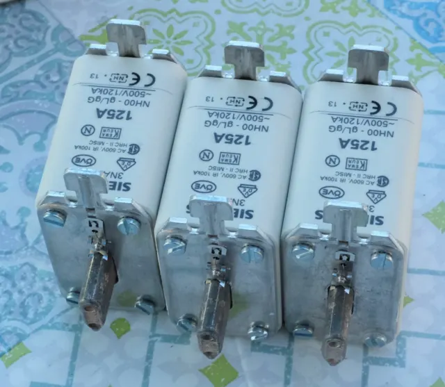 3X Siemens 3NA3832 fusible 125A taille 00 gG NH 500V Lot de 3 2