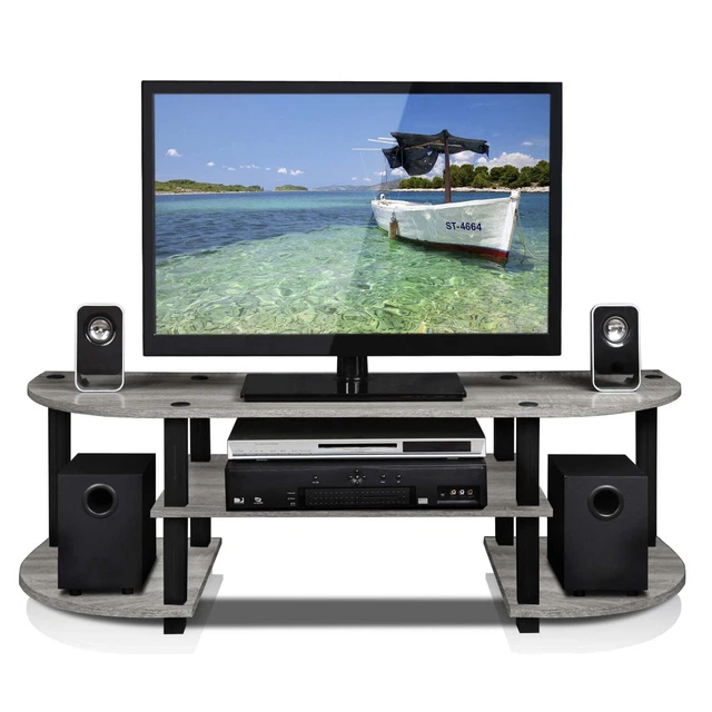 Furinno Turn-S-Tube Wide TV Entertainment Center, Oak Gray/Black, Wood, 47 in