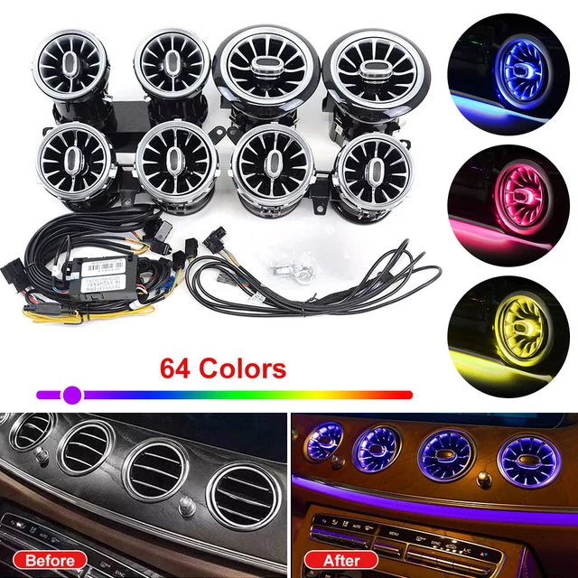 Akozon Turbo Ambient Light Kit - 3 Color LED Rear Air Vent Light For Mercedes C/GLC-Class W205 X253 2015-2018 - View #6