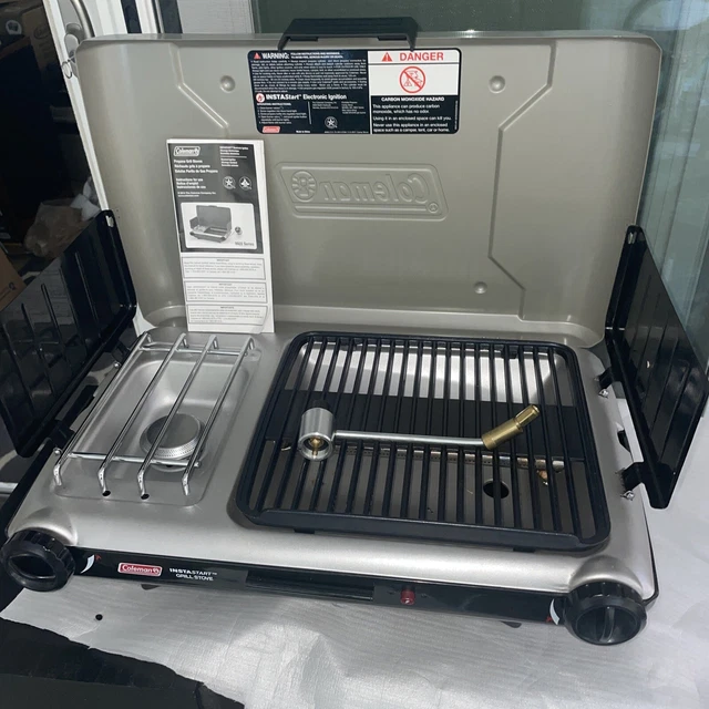 COLEMAN TABLETOP PROPANE Gas Camping Grill/Stove, 2Burner, Black/Gray