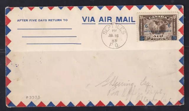 Ffc  Sept Iles, Quebec To Wabush Katsao, Labrador, Rare  (Aamc33333) (Gk7)