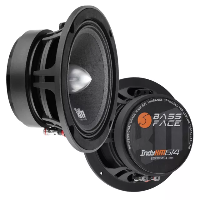 Bassface IndyXM6/4 6.5" 440w RMS Pro Audio High SPL Car Midrange Speaker Pair