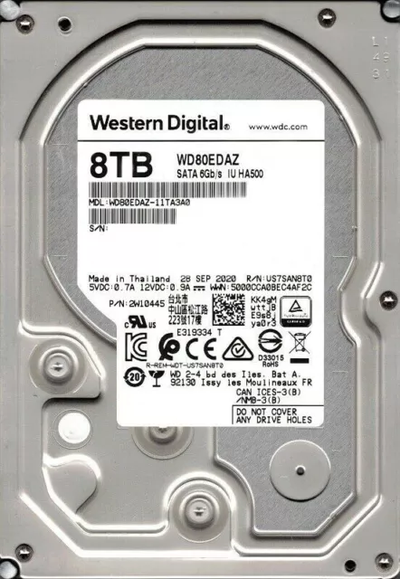 Western Digital 8TB 3.5 Zoll interne Festplatte HDD 5400RPM 256MB Cache WD80EDAZ