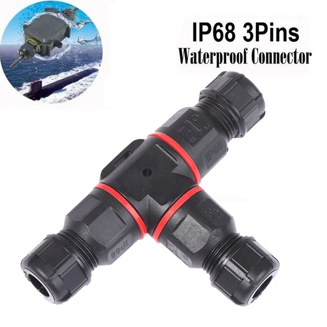 1 pieza conector ignífugo de nailon impermeable conector T de 3 vías 3 pines