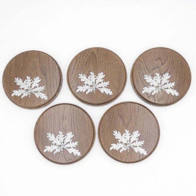 5x Placa de Jabalí Tablero Keiler Redondo Braun Af 13cm 5 Hoja Roble Portada 6