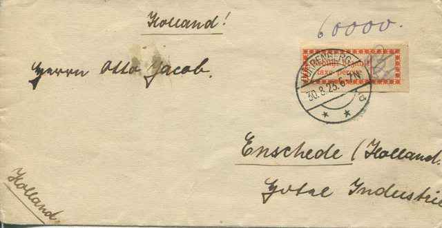 Gebührenzettel OPD Halle 1 I d Brief Dürrenberg - Enschede (NL) selten (B11855)