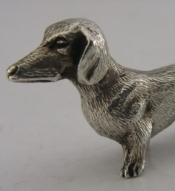 QUALITY 2.25inch CAST SOLID STERLING SILVER DACHSHUND DOG FIGURE 1971 ANIMAL 40g