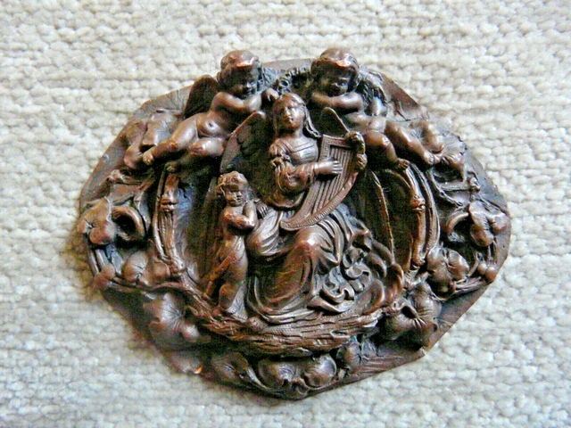 Pendentif Ancien Ange Jouant De La Harpe - Argent Massif 925 Et Or - Occasion - Pièce Unique