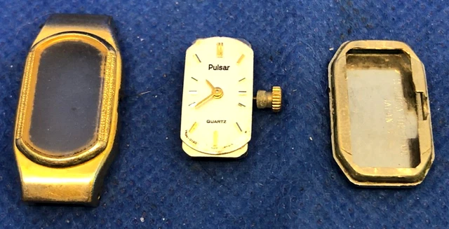 Vintage Ancienne Montre dame Femme Uhr Watch PULSAR Quartz Y434-5160 For Parts
