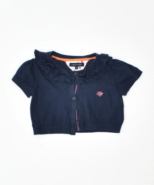 Maglione cardigan TOMMY HILFIGER ragazza maniche corte 18-24 mesi blu navy FM03
