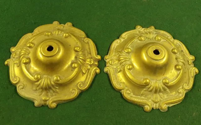 Pair of brass rococo design back plates for lights/lantern/pendant.