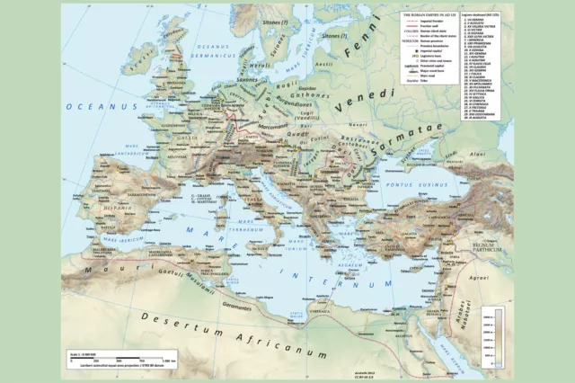 Poster, Many Sizes; Map of Roman Empire in 125, under the rule of Hadrian