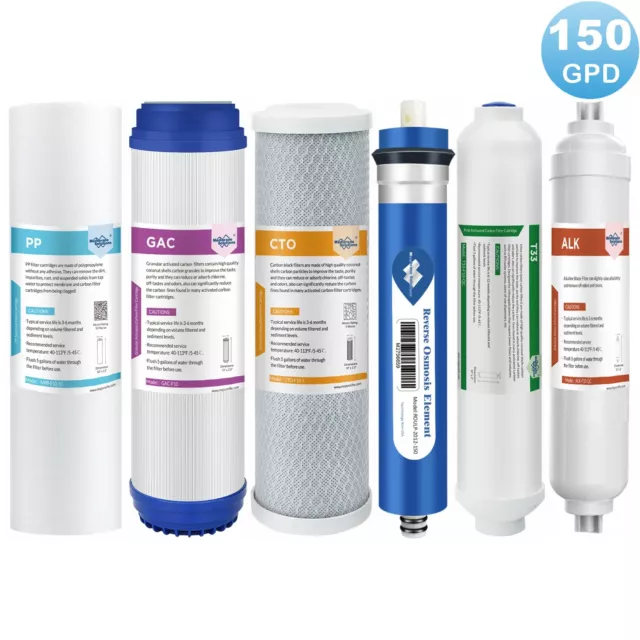 3/4/5/6 Stage Reverse Osmosis System 150GPD RO Membrane Water Filter Replacement