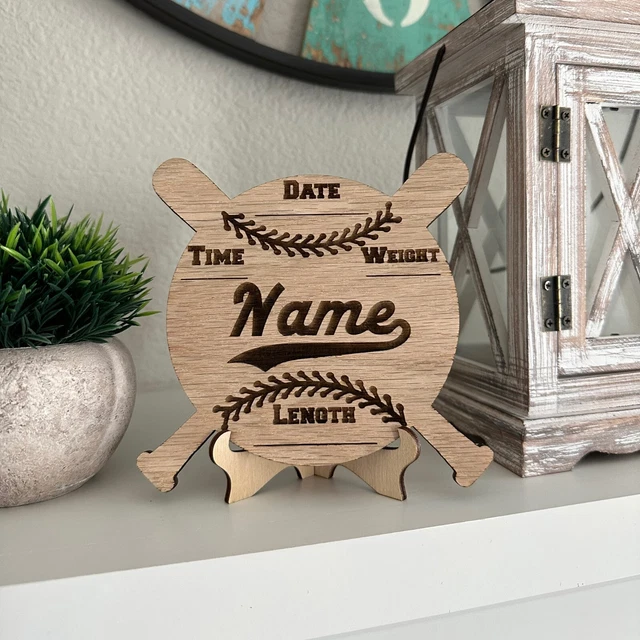 Baby Name Baseball Announcement Wood Sign Birth Announcement Newborn Photo Prop