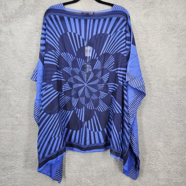 BCBGMAXAZRIA WOMEN'S SIZE Medium/Large Blue Geometric Print Silk Tunic ...